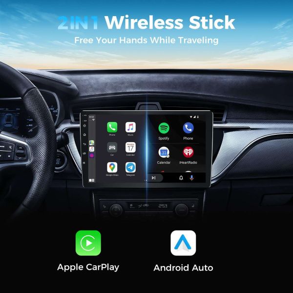2 In 1 Wireless Carplay Android Auto Adapter Plug And Play Fast Connection Low Latency
