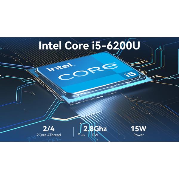 Intel Core I5-6200U Mini Industrial PC без вентилятора с двойным RS232 COM Dual LAN DDR4