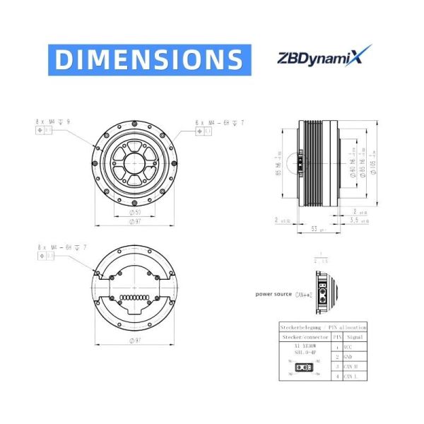 ZBDynamiX ZPA81-12-18-D Integrated Planetary Joint Actuator | 90 Nm Peak Torque, 18:1 Ratio, OD105 mm