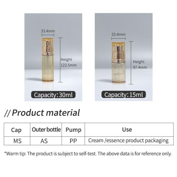 AS Collar 20lm 30ml 50lm Airless Pump Spray Bottle for Sunscreen and Vacuum Cream Pump Bottle in Cosmetic Packaging