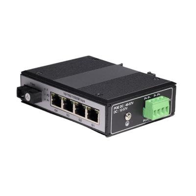 IP40 Industrial 4 Port PoE Switch Gigabit With SC Fiber Uplink