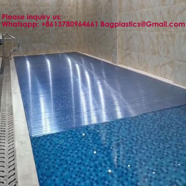 Safe Pool Safety Cover For Kids Safety Transparent Blue PC Blades With Reel Pool Cover Polycarbonate Pool Solar Cover Winter Safety Cover For Swimming Pool