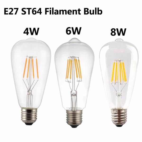 Dimmable 4W 6W 8W E27 LED ST64 Filament Bulb light Vintage Glass lamp home lighting Warm white/Nature white 110V/ 230V