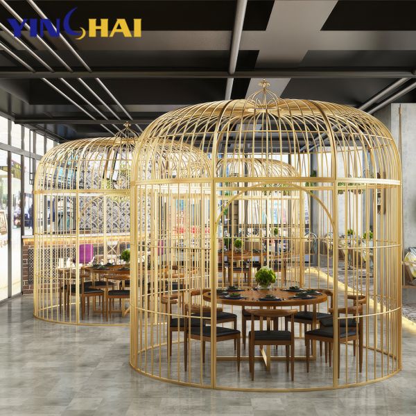 Polished Custom Stainless Steel Products Decoration Birdcage Booth For Hotel