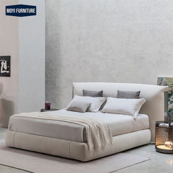 Oak wood bedroom set Italian hotel latest designer double bed modern leather frame king size luxurious furniture design