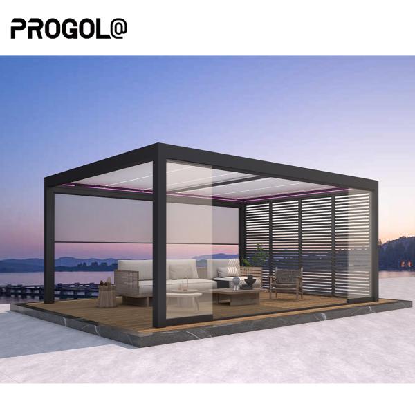 Sleek Automatic Silver Aluminum Outdoor Garden Pergola