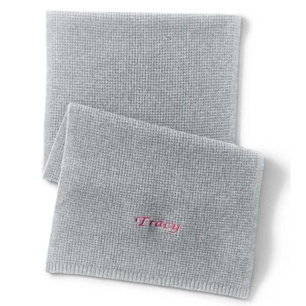 Women ' S 100 % Cashmere Knitted Neck Scarf Soft Waffle Stitch 7GG Gauge