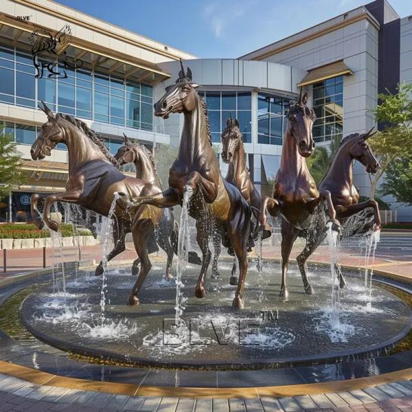 Bronze Horse Fountain Sculpture Copper Garden Animal Waterscape Statue Large Metal Outdoor Decoration Custom