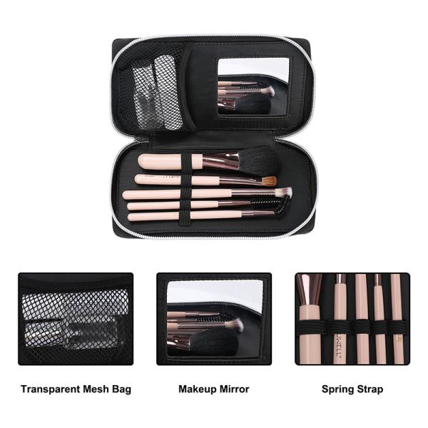 Petit sac cosmétique personnalisé de luxe, sac de maquillage en cuir noir