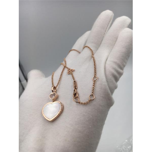 Women'S Natural Diamond Heart Pendant 18K Gold 45cm Length With Handmade