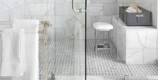 Black Dot Stone Mosaic Tile Basketweave White Bianco Carrara Marble Blocks