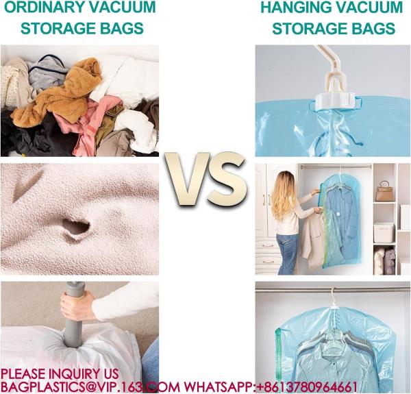 Hanging Vacuum Storage Bags, Vacuum Sealed Bags Clothing Coats Jackets Space Saver Bags