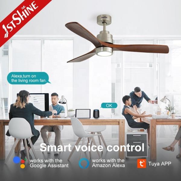 110-240V/50Hz-60Hz Voltagem de entrada V Ventilador de teto LED com corpo metálico e lâminas de madeira maciça