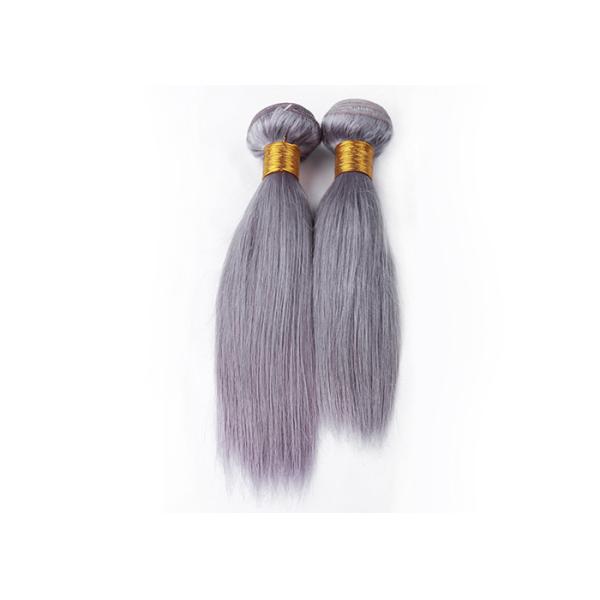 Customized Purple Grey Hair Silk Straight 100% Human Hair Can be flat ironed