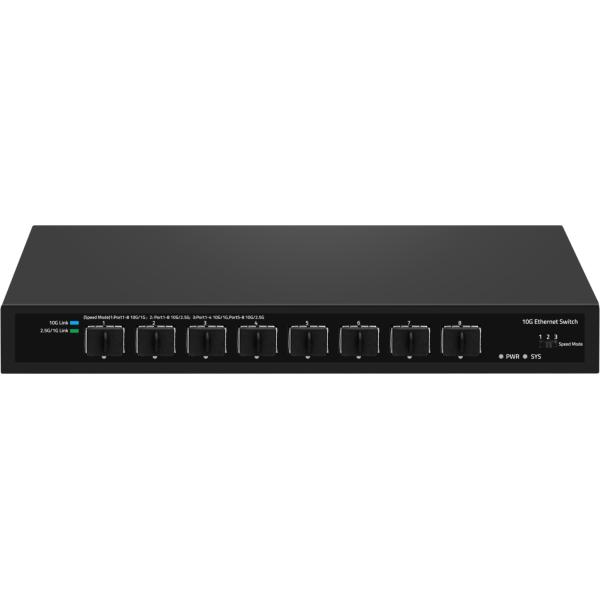 8 Port 10G Fiber Switch 1G 2.5G Compliant Unmanaged DC12V Input Realtek Based