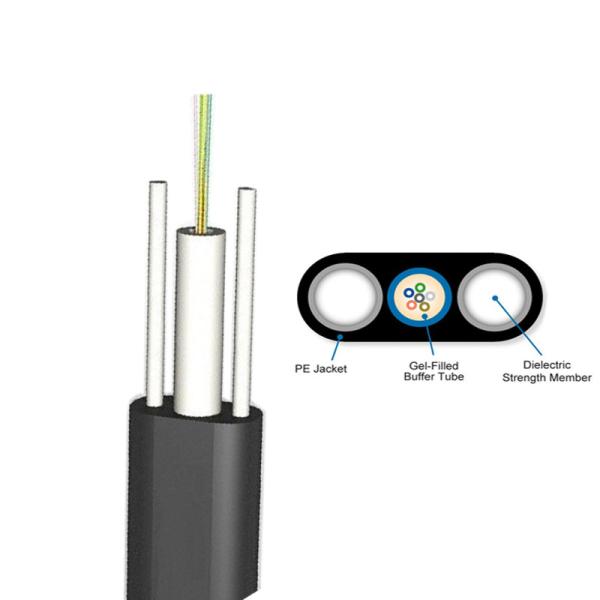 12 Fibers ADSS Flat FTTH Drop Fiber Optic Cable Dielectric FRP Strength Member