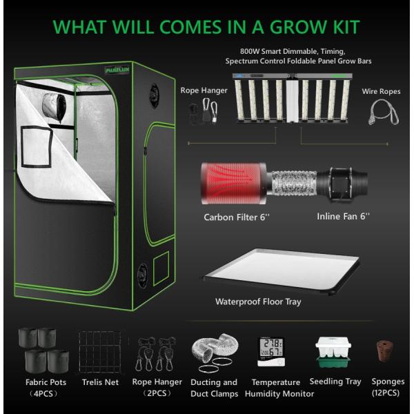 300х300х200см Металлическая рама Растительная палатка полный комплект 600D Майлар полный палатка комплект