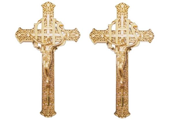 O × 16 Cm do tamanho 29 do crucifixo do caixão da cor do ouro, doura o encaixe fúnebre do caixão do crucifixo