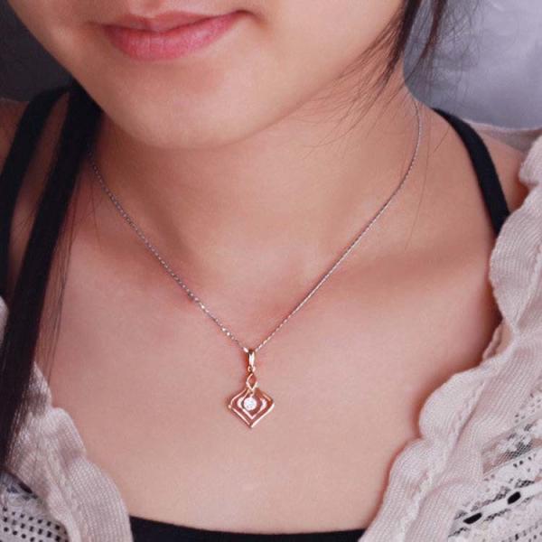 Hot Sale Women Rose Gold Diamonds Heart Shape Pendant Necklace (GDN007)