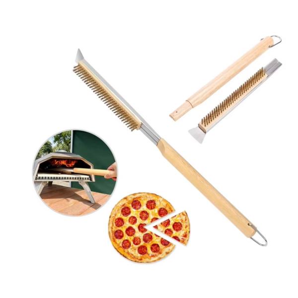 Brosse à pizza en acier inoxydable pour nettoyage de four en pierre extérieure Grill à barbecue Brosse à brosses efficaces pour outils de pizza