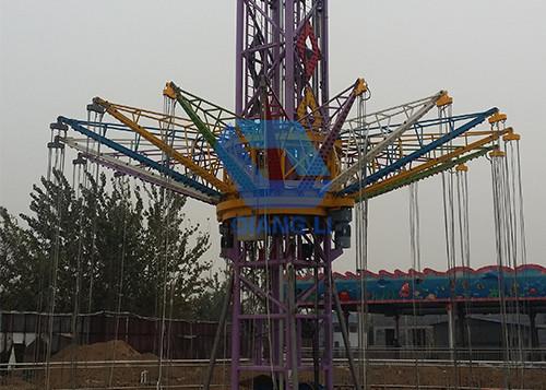 55.8m High 36p Crazy Thrill Rides , Amusement Park Sky Flyer Ride With Shine Lights