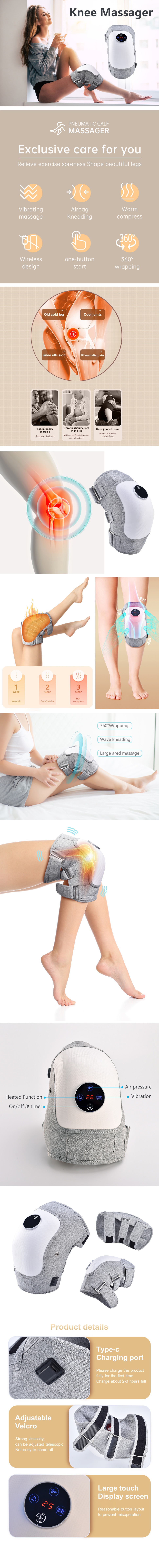 Smart Electric Heating Knee Massager with 3 Massage Modes and Air Compression + Heating