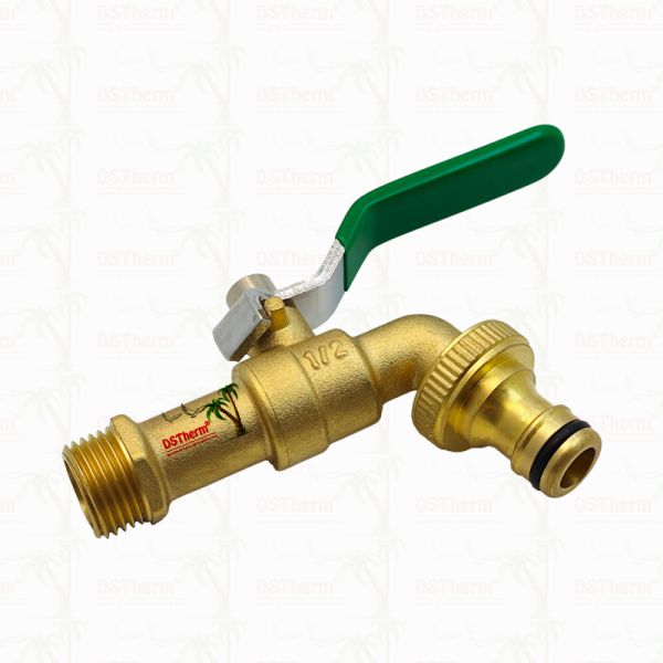 Gold Plated Heavy Duty Classic Green Iron Handle Bibcocks Water Spout Faucet Water Tap Spigot 1/2