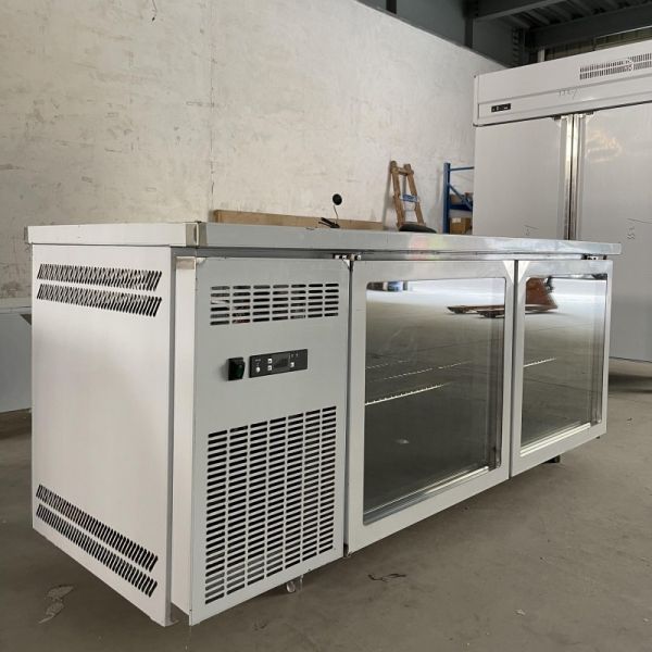 Double Glass Doors Kitchen Fridge Workbench Undercounter Refrigerators Freezers Refrigerator