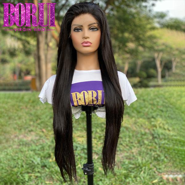 Perucas retas do Frontal do laço do cabelo humano da onda do Virgin de alta qualidade por atacado