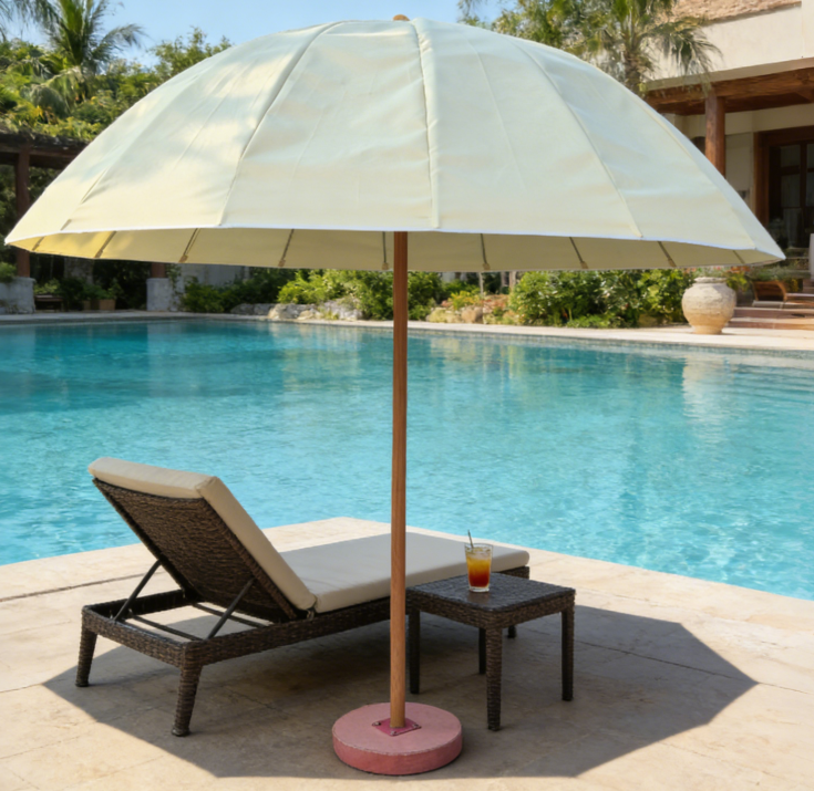 3m Fiberglass Ribs Patio Umbrella, Windproof Round Sun Umbrella with Crank and Tilt