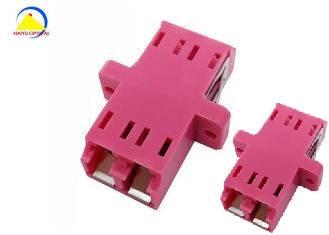 MM OM4 Violet Duplex LC Fiber Optic Adapter Inner Shutter With Flange Plastic