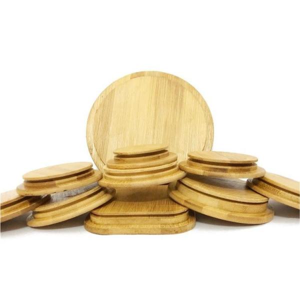 Custom Bamboo Cup Lids cover 70mm For Boba Tea Glass Mason Jar Mug