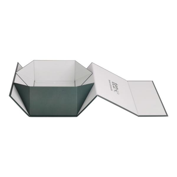 Green Coated Paper Gift Boxes Packaging Tea Product Magnetic Foldable
