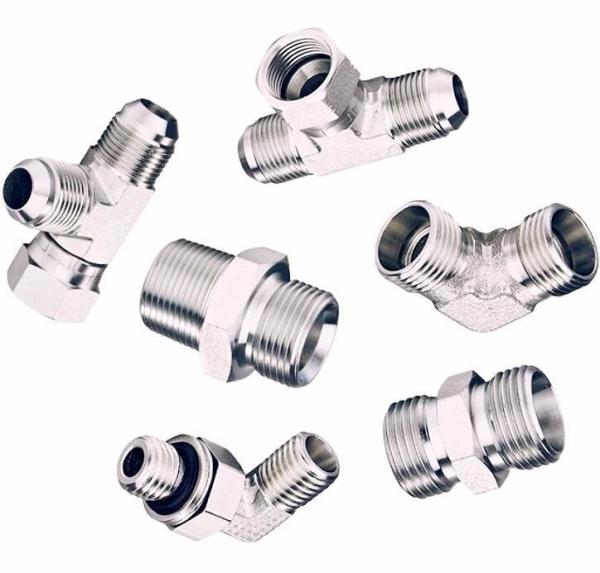 Aço carbono hexagonal linha reta de fio externo Jic37 graus fio hidráulico junção de transição