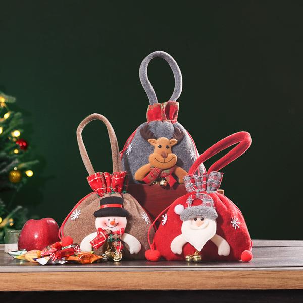 In-stock New Gift Christmas Decorative Small Gift Bag Christmas Apple Bag Candy Bag