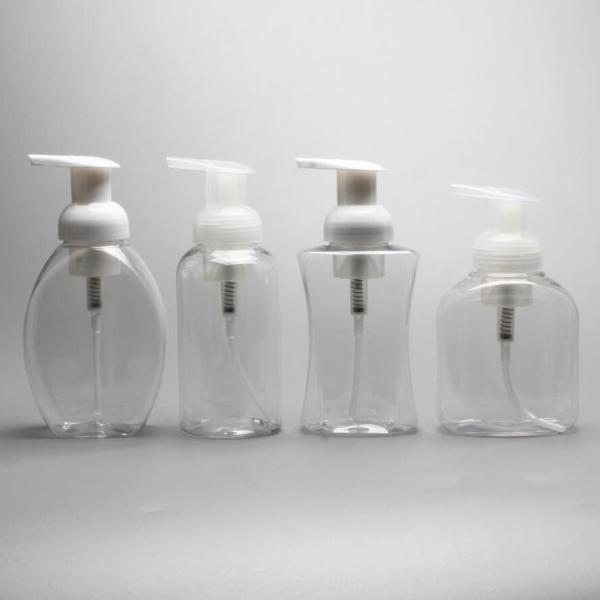 bubble pump head Plastic Hand washing liquid bottle of 300 ml in clear color