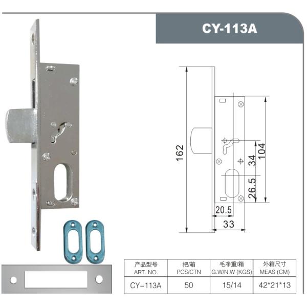 Aluminum Door Lock CP Finish Aluminum Surface Mounted Door Lock Bolt Type 35-50mm