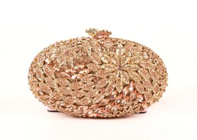 Oval Shape Luxury Stone Clutch Bag  Bridal Wedding With Rose Crystal