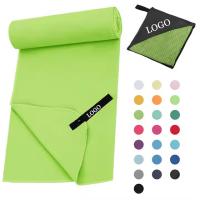 Logo personnalisé Super Absorbant Sueur Vert Rapide Sec Microfiber Salle de sport serviette d'exercice Voyage Essentiel Léger Microfiber Plage serviette de sport