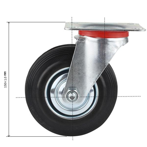 3 4 5 6 8 Inch Rubber Caster Wheels , Steel Core Roller Bearing Caster Wheels OEM ODM