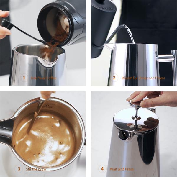 вакуум 13.4*20.5cm бака кофе плунжера нержавеющей стали 1000ml/34oz