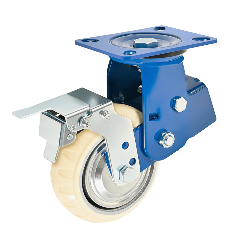 High Elasticity Pu Wind-fire Wheel Industrial Caster With Brake Dual Spring Shock-absorbing Automotive Packaging Assembly Line 