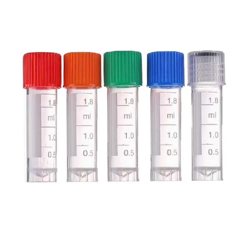 Factory 500pcs/bag 1.8/2ML Plastic Cryopreservation Tubes Sample Tubes Flat Bottom 45mm Polypropylene Cap