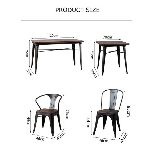 Restaurant Furniture Fast Food Coffee Loft Iron Wooden Dining Table for Restaurant Furniture Sets