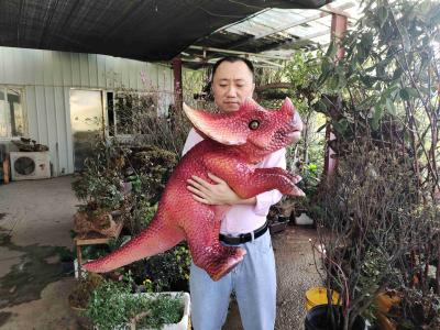 Red Baby Customization Dino Hand Puppet For Amusement Park