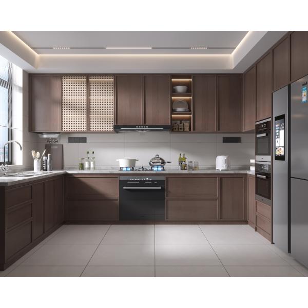 Armarios modulares personalizados Elegante gabinete de cocina de madera para hotel