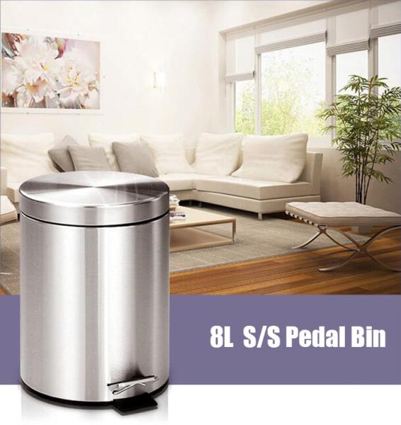 Round Foot Pedal 8Liter Stainless Steel Garbage Can With Lid