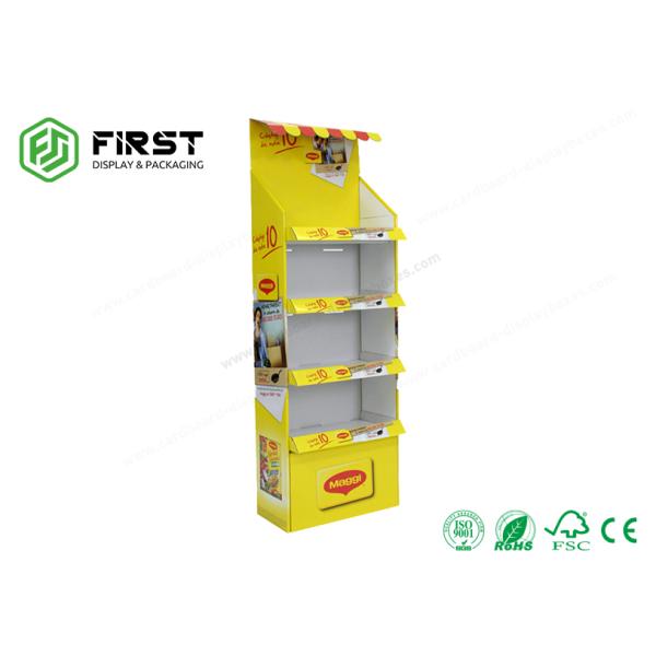 Custom Logo Printing Cardboard POP Display Stand Glossy Corrugated Paper Floor Stand Shelf