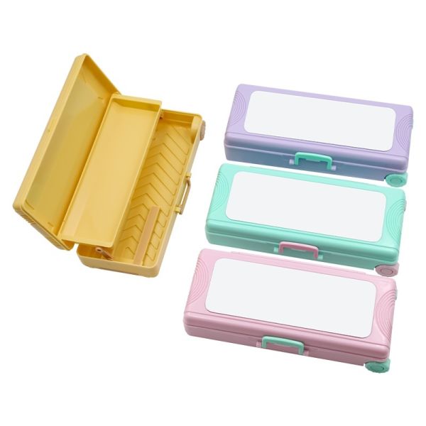 Blank Sublimation Pencil Case Upgraded Trolley Case Shape Double-Layer Desktop Pencil Storage Box
