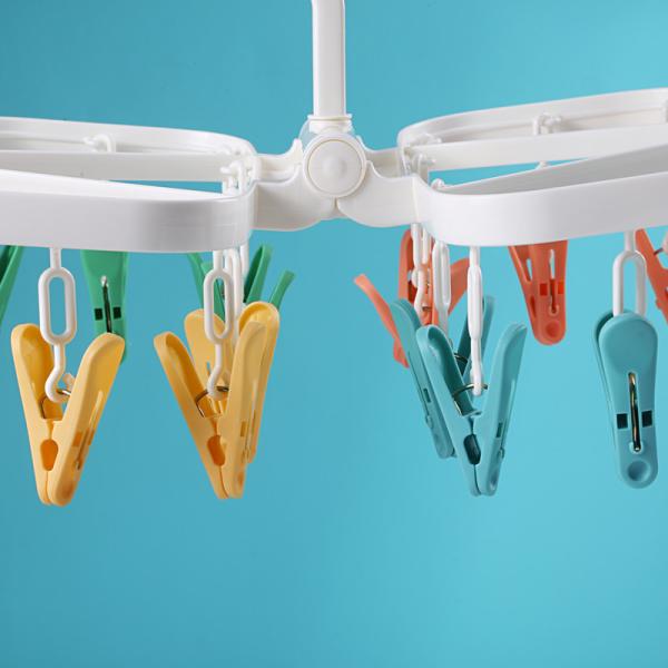 24 Clamps Folding Clothes Hanger Clips Hold Socks Underwear Bra Windproof